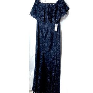 TADASHI SOJI EMBROIDERED NAVY DRESS SIZE 6 NWT $668.00